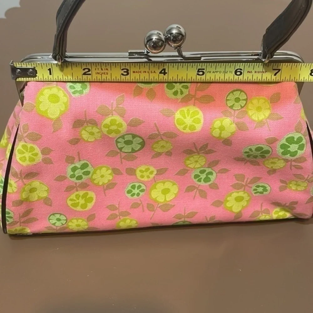 Glenda Gies Handbag lemon lime pink floral snap clutch purse